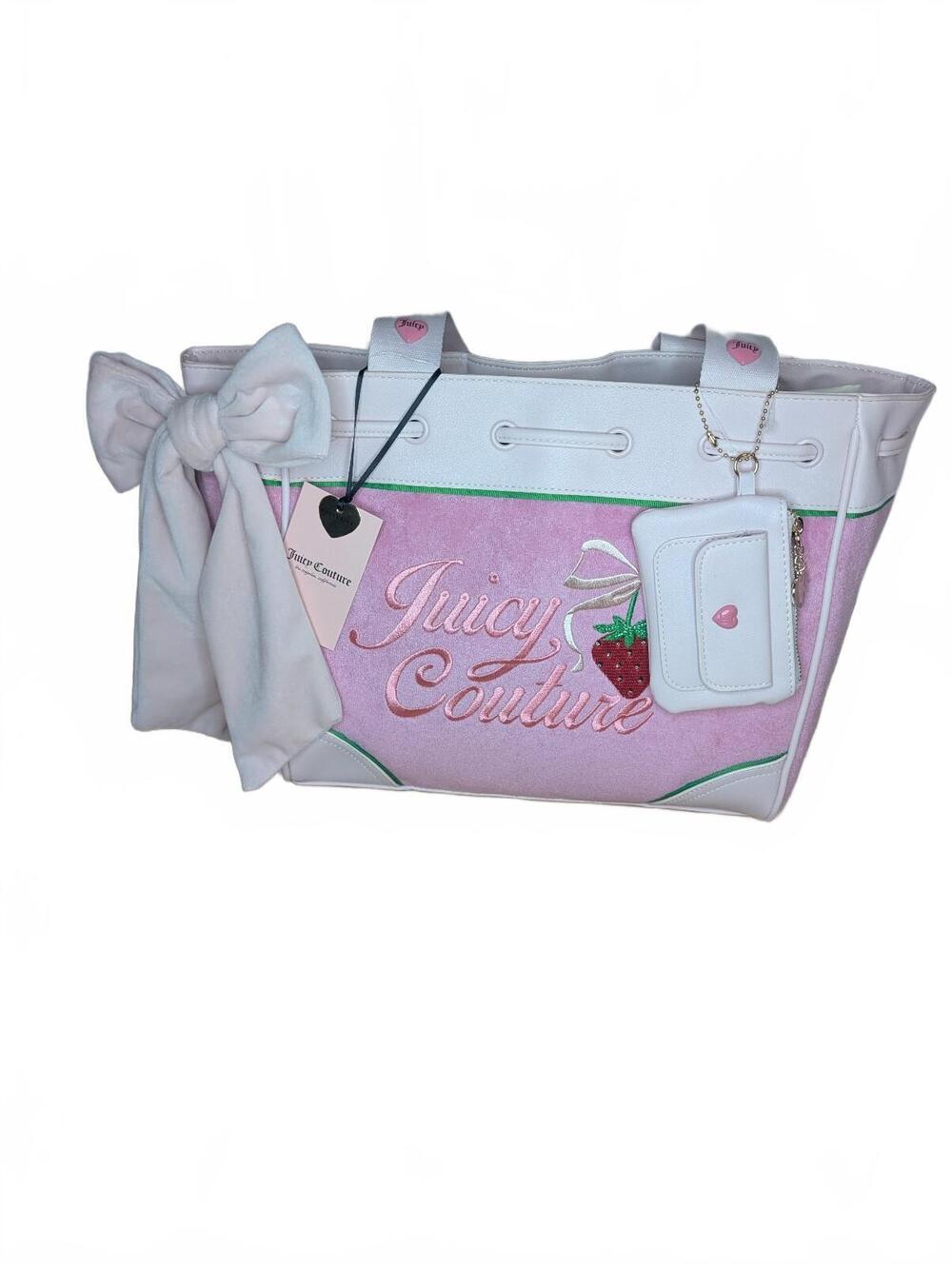 NWT Juicy Couture Retro Strawberry Daydreamer Tote Bag Pink Bow
